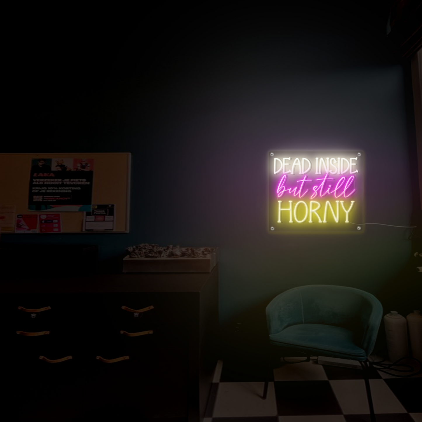 Dead inside but still horny neon signs neon neonerdy.design