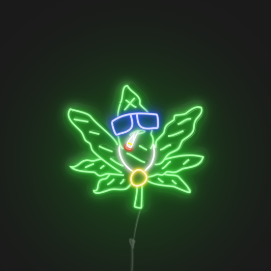 Funny leaves neon lights cutom made neonerdy.design